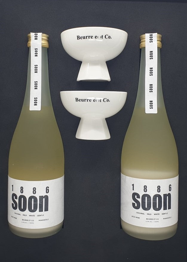 【soon】プレミアム マッコリ ギフトセット （クラフトマッコリsoon 2本 + オリジナルカップ 2個セット）