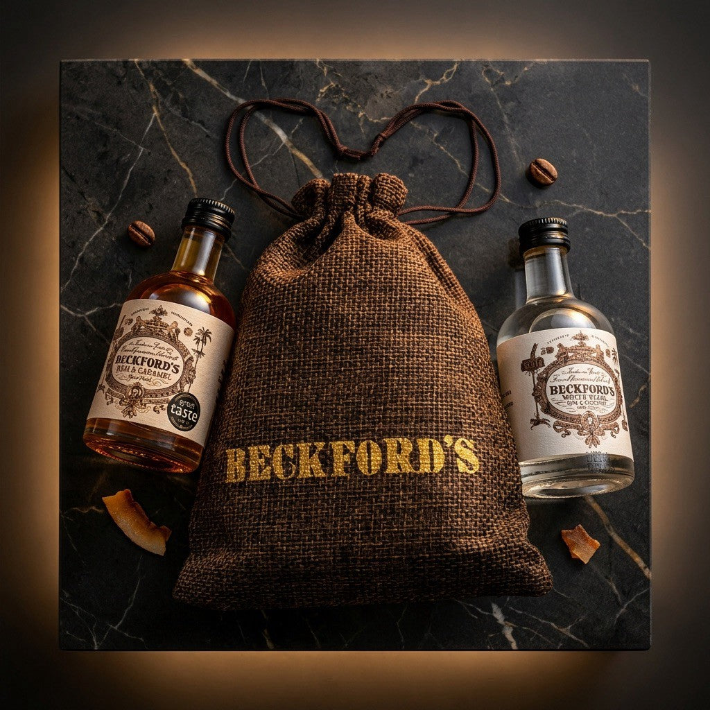 【英国発・極上ラム酒】ベックフォーズ ミニボトル2種飲み比べセット （特製麻袋入り、各50ml） 誕生日 プチギフト