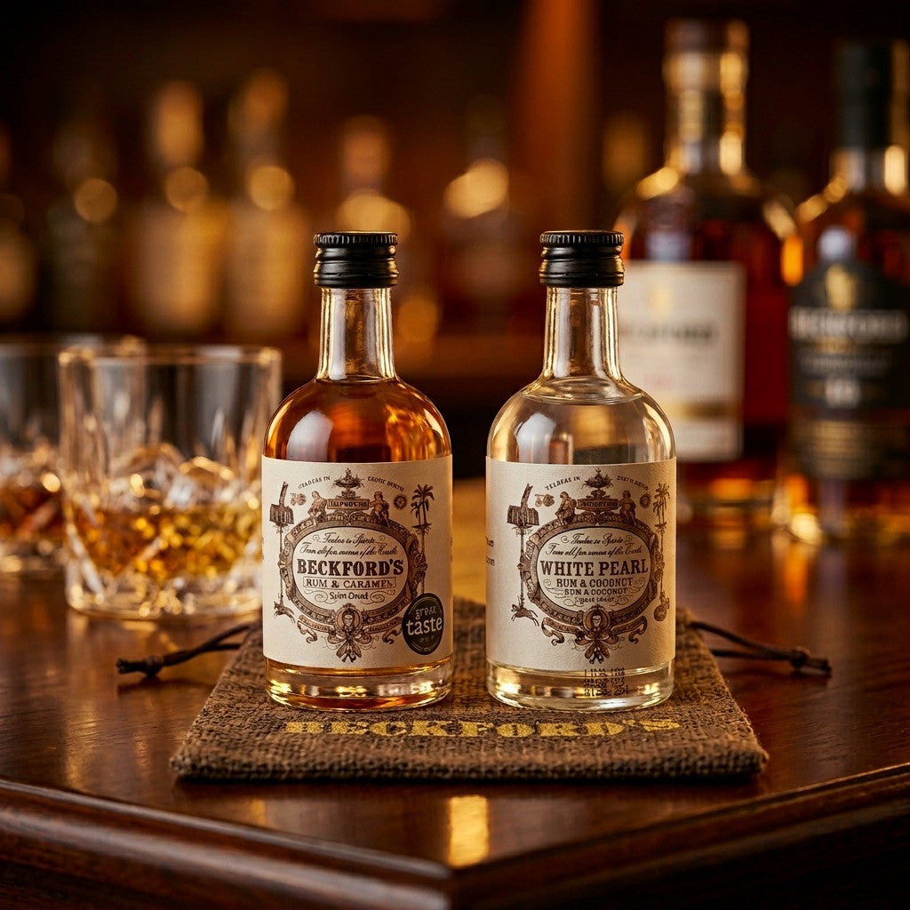 【英国発・極上ラム酒】ベックフォーズ ミニボトル2種飲み比べセット （特製麻袋入り、各50ml） 誕生日 プチギフト